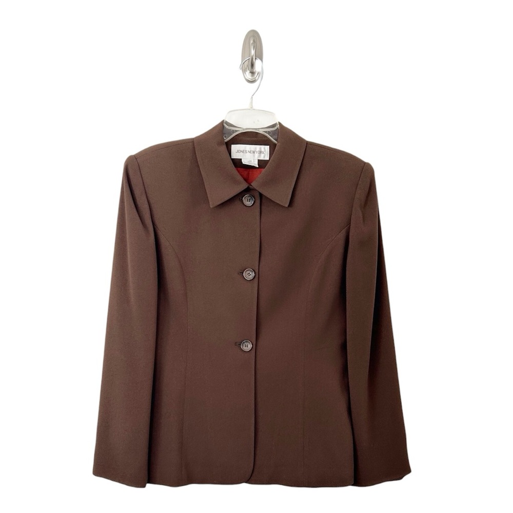 Jones New York Vintage 90s Women’s Brown Button-Up Blazer Size 10
